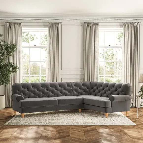 4-Seater Corner Sofa with Deep Buttons - Charcoal image