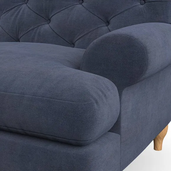 4-Seater Corner Sofa with Deep Buttons - Navy
