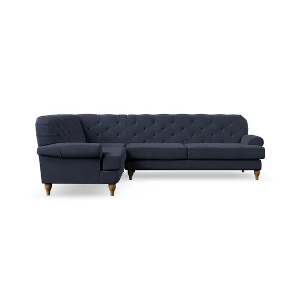 4-Seater Corner Sofa with Deep Buttons - Navy