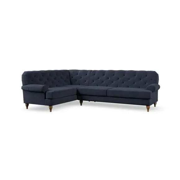 4-Seater Corner Sofa with Deep Buttons - Navy
