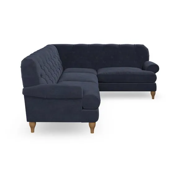4-Seater Corner Sofa with Deep Buttons - Navy