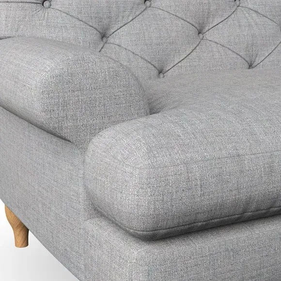 4-Seater Corner Sofa with Deep Buttons - Silver