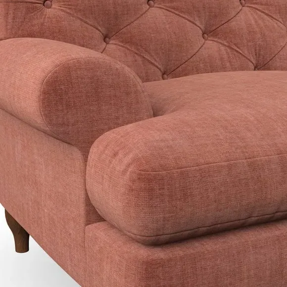 4-Seater Corner Sofa with Deep Buttons - Terracotta