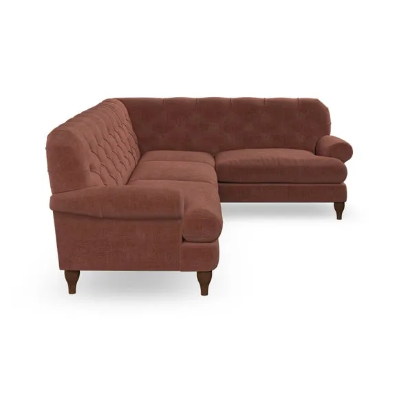 4-Seater Corner Sofa with Deep Buttons - Terracotta