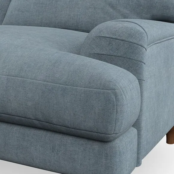 4-Seater Corner Sofa with Pleated Arms - Blue