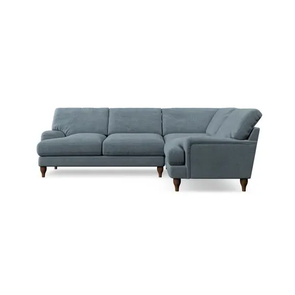 4-Seater Corner Sofa with Pleated Arms - Blue