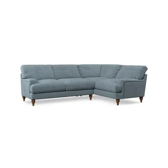 4-Seater Corner Sofa with Pleated Arms - Blue