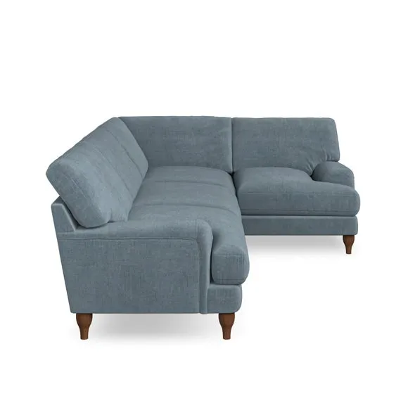4-Seater Corner Sofa with Pleated Arms - Blue