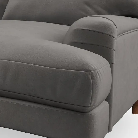 4-Seater Corner Sofa with Pleated Arms - Charcoal