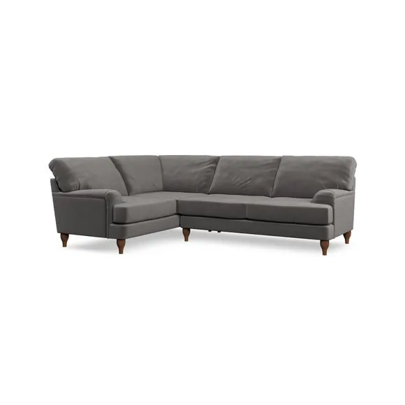 4-Seater Corner Sofa with Pleated Arms - Charcoal