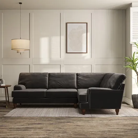4-Seater Corner Sofa with Pleated Arms - Charcoal image