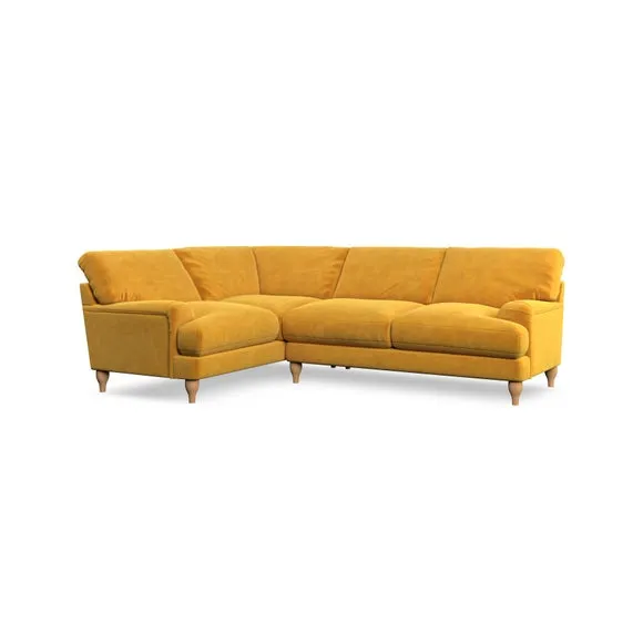 4-Seater Corner Sofa with Pleated Arms - Gold