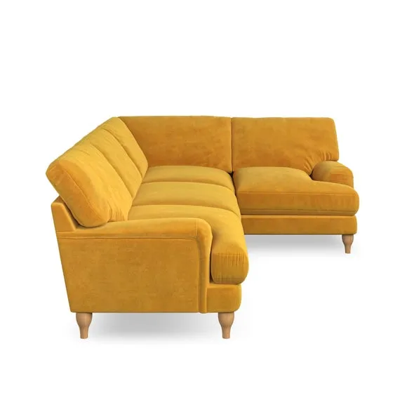 4-Seater Corner Sofa with Pleated Arms - Gold