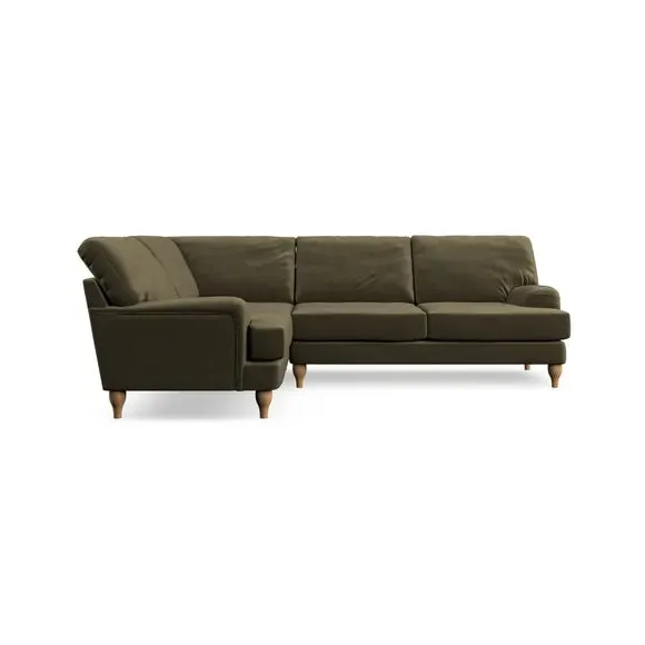 4-Seater Corner Sofa with Pleated Arms - Green
