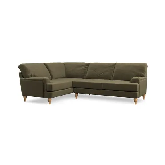 4-Seater Corner Sofa with Pleated Arms - Green