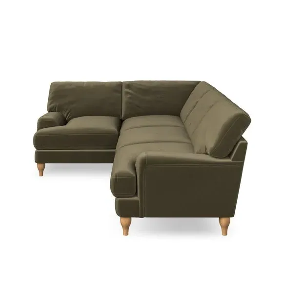 4-Seater Corner Sofa with Pleated Arms - Green