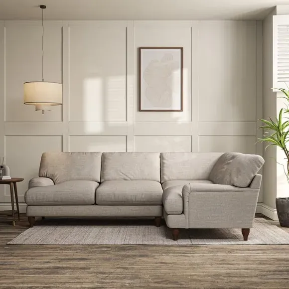 4-Seater Corner Sofa with Pleated Arms - Natural