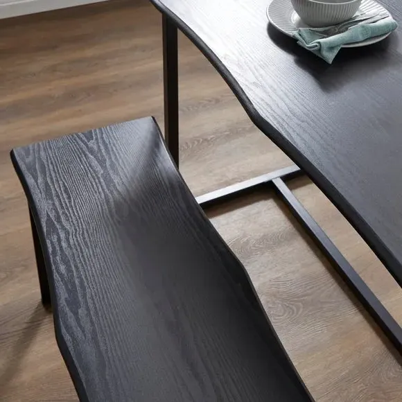 4-Seater Dining Set with Benches - Black, Steel
