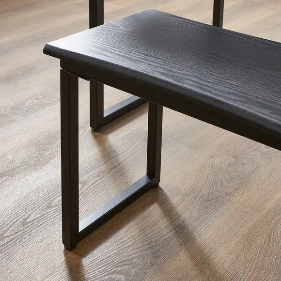 4-Seater Dining Set with Benches - Black, Steel