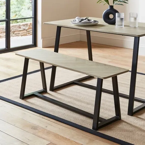 4-Seater Dining Set with Benches - Light Wood