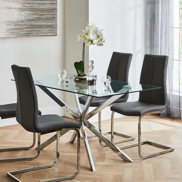 4-Seater Dining Set with Chairs - Clear, Glass image