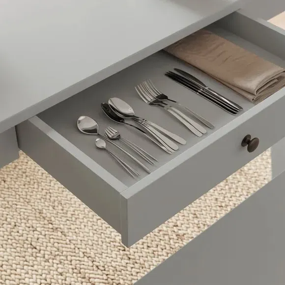 4-Seater Dining Table and Bench Set - Grey, Wood