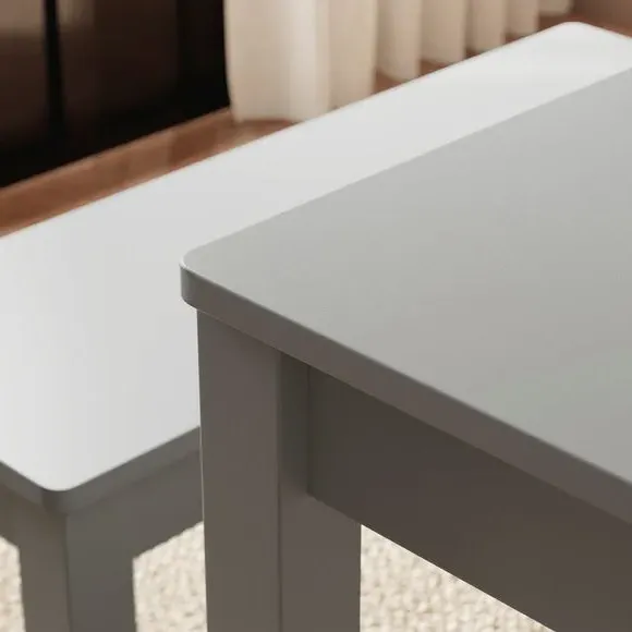 4-Seater Dining Table and Bench Set - Grey, Wood