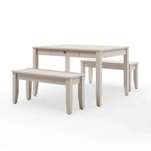 4-Seater Dining Table and Bench Set - Natural, Wood