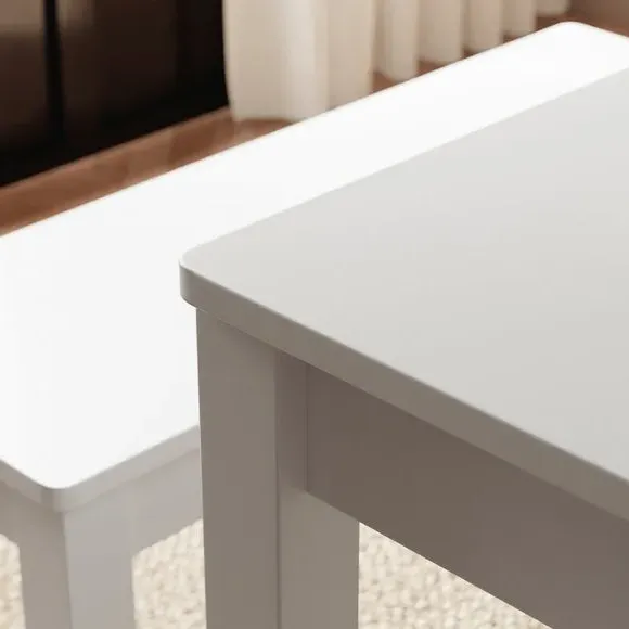 4-Seater Dining Table and Bench Set - White, Wood