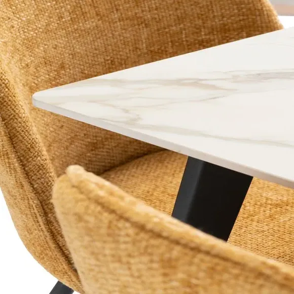 4-Seater Dining Table - Gold, Sintered Stone