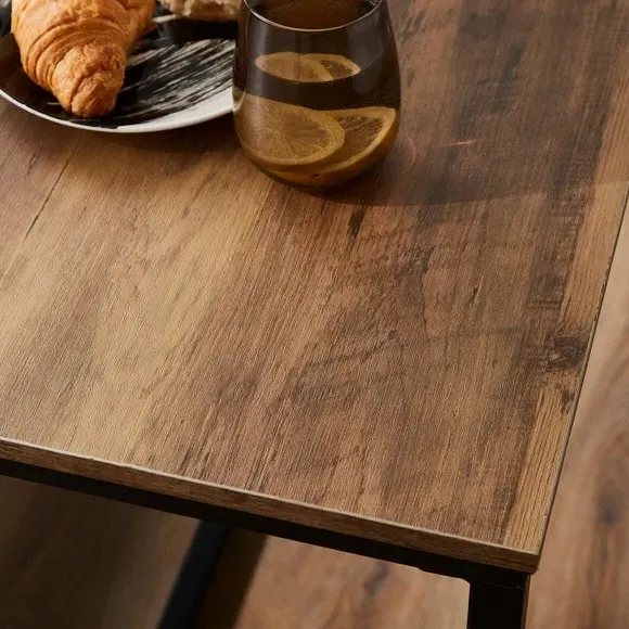 4-Seater Dining Table with 2 Benches - Oak, MDF