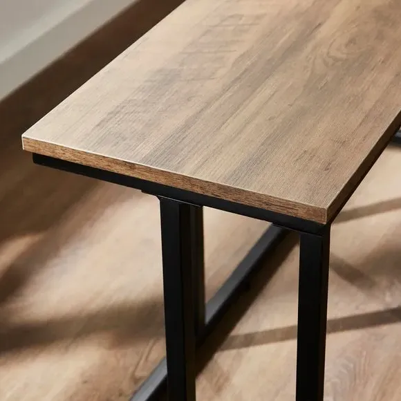 4-Seater Dining Table with 2 Benches - Oak, MDF