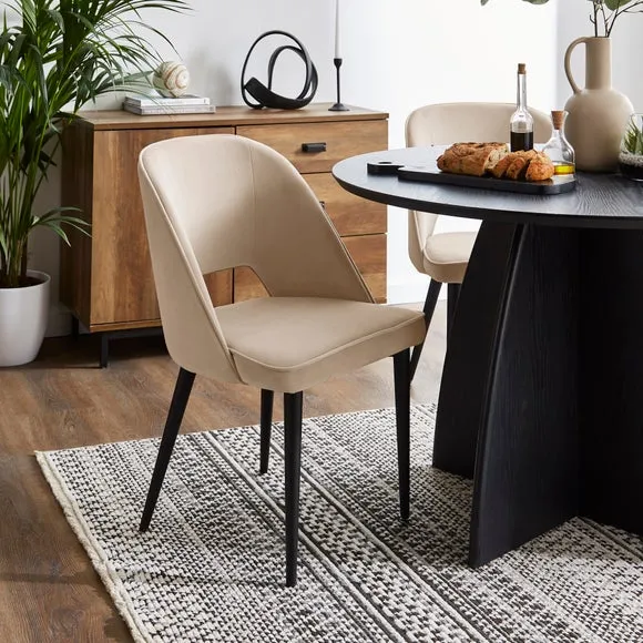 4-Seater Round Dining Set - Black, Wood