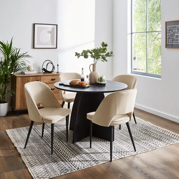 4-Seater Round Dining Set - Black, Wood image