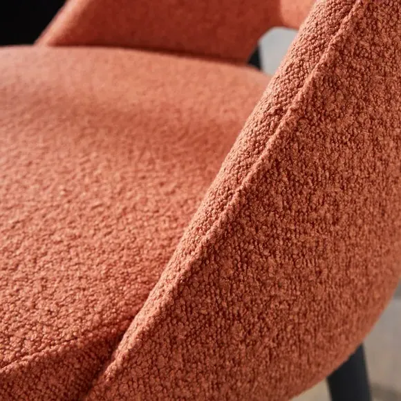 4-Seater Round Dining Set - Orange, Boucle
