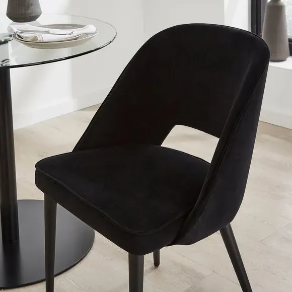 4-Seater Round Dining Set with Chairs - Black