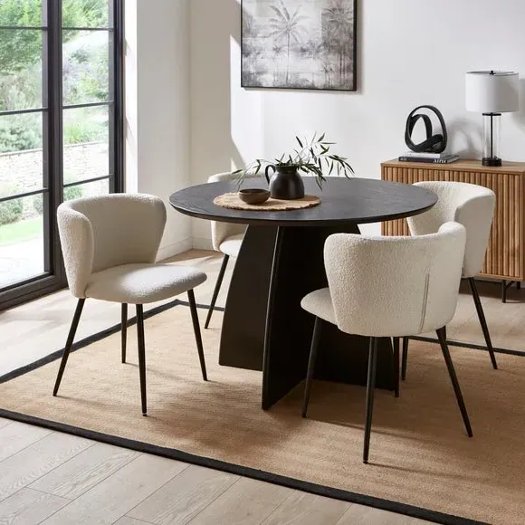 4-Seater Round Dining Set with Chairs - Black image