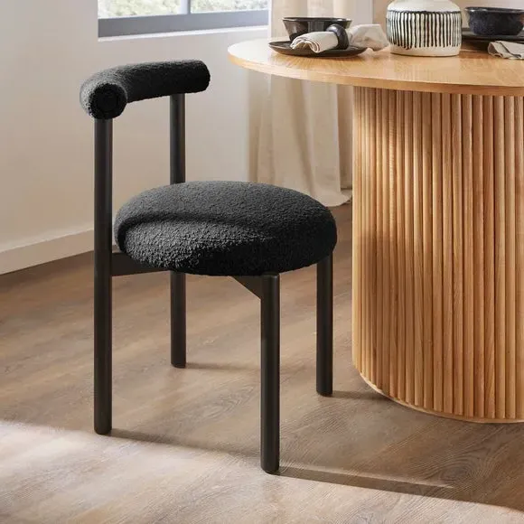 4-Seater Round Dining Set with Chairs - Black
