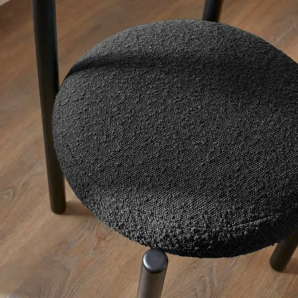 4-Seater Round Dining Set with Chairs - Black
