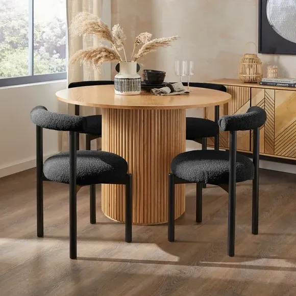 4-Seater Round Dining Set with Chairs - Black image