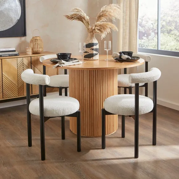 4-Seater Round Dining Set with Chairs - Ivory image