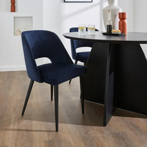 4-Seater Round Dining Set with Chairs - Navy