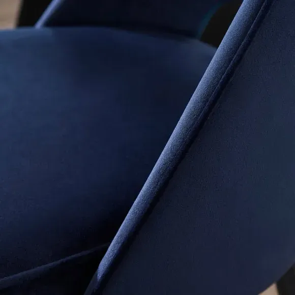 4-Seater Round Dining Set with Chairs - Navy