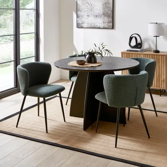 4-Seater Round Dining Set with Chairs - Olive image
