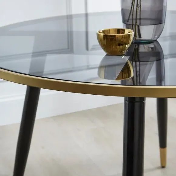 4-Seater Round Dining Table - Black, Glass