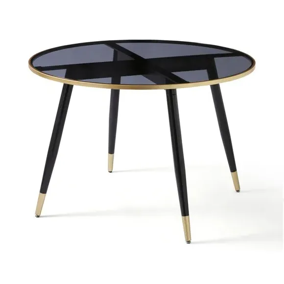 4-Seater Round Dining Table - Black, Glass