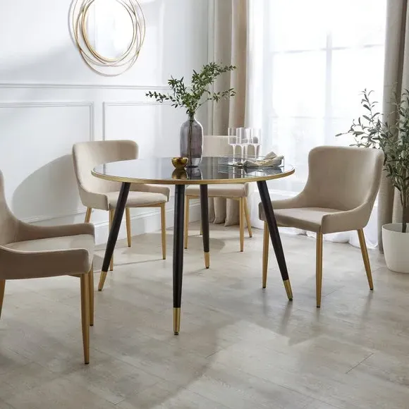 4-Seater Round Dining Table - Black, Glass image
