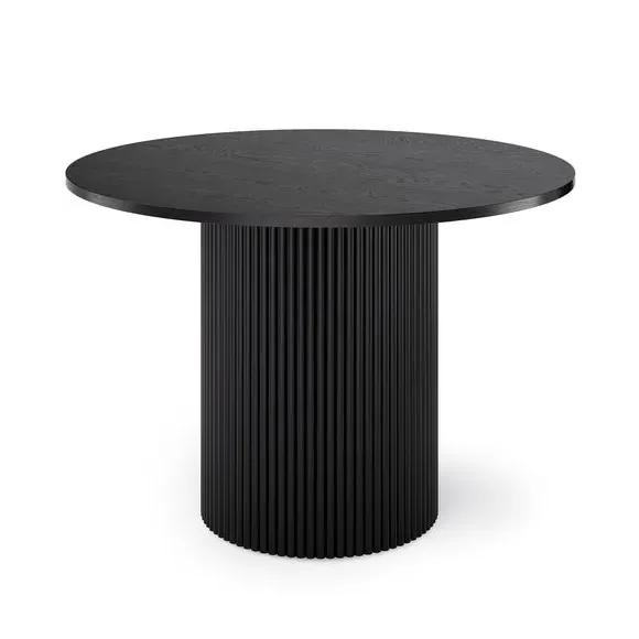 4-Seater Round Dining Table - Black Stained Wood