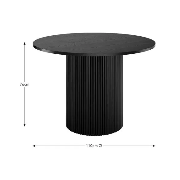 4-Seater Round Dining Table - Black Stained Wood