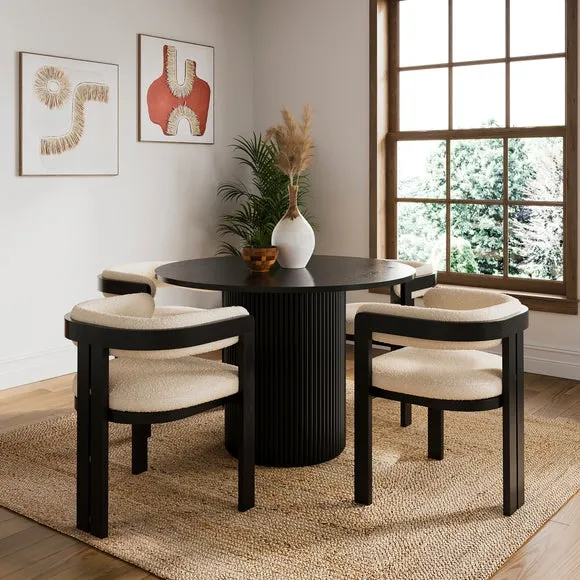 4-Seater Round Dining Table - Black Stained Wood image
